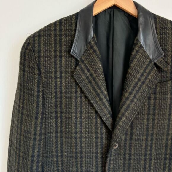 Vintage Trek Plaid Preppy Academia Blazer Jacket Shacket Oversized L XL Leather - Picture 11 of 15